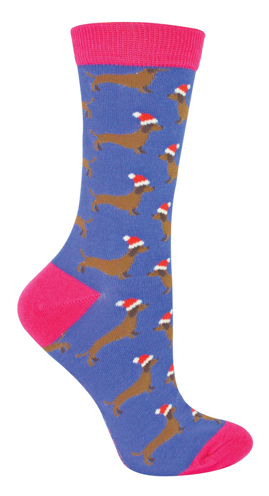 Ladies Novelty Bamboo Socks | Christmas Dogs