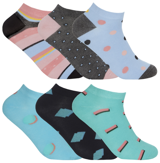 Girls 12 Pairs Soft Bamboo Patterned Ankle Socks