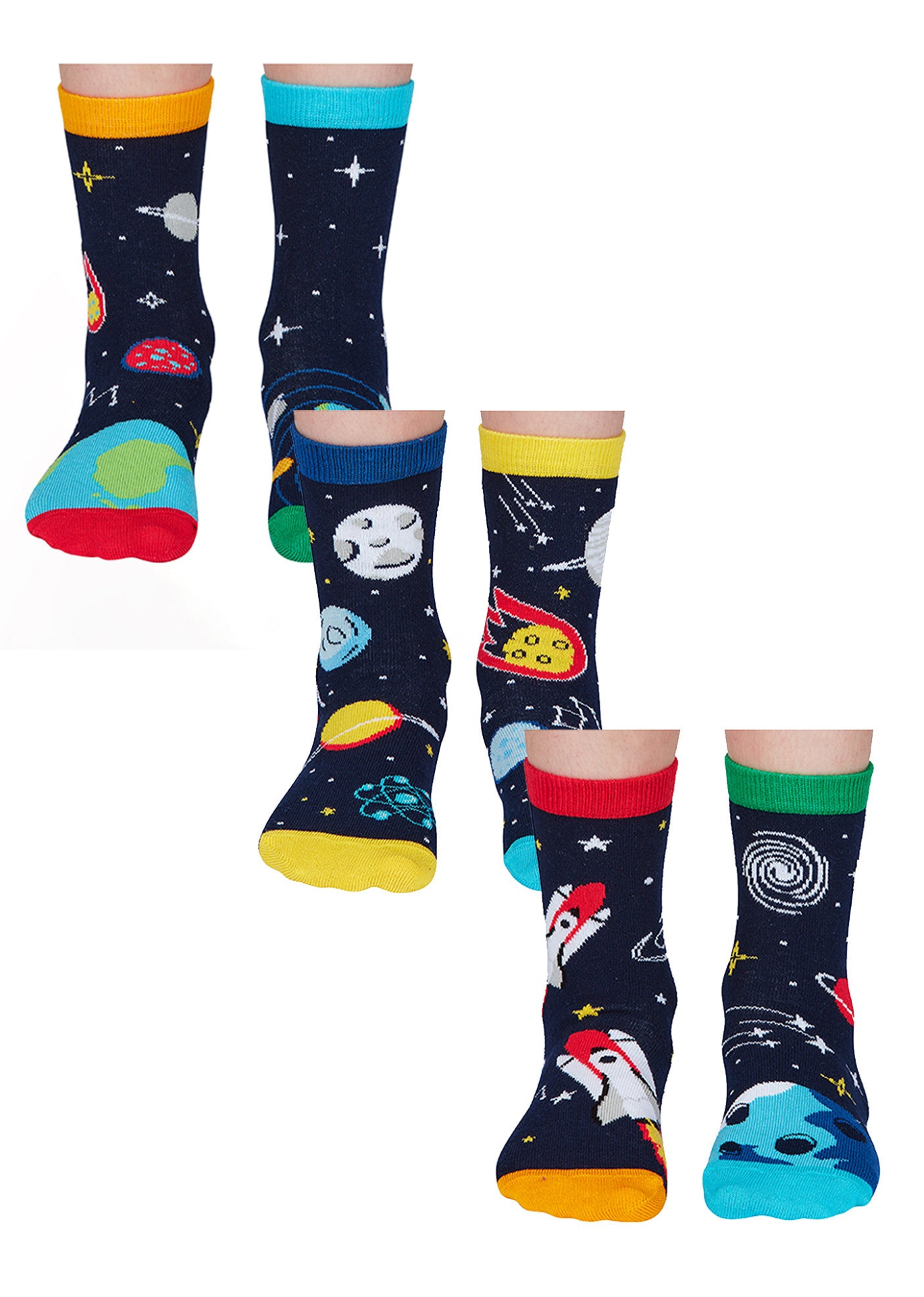 6 Pack Boys Cosmic Space Novelty Cotton Odd Socks