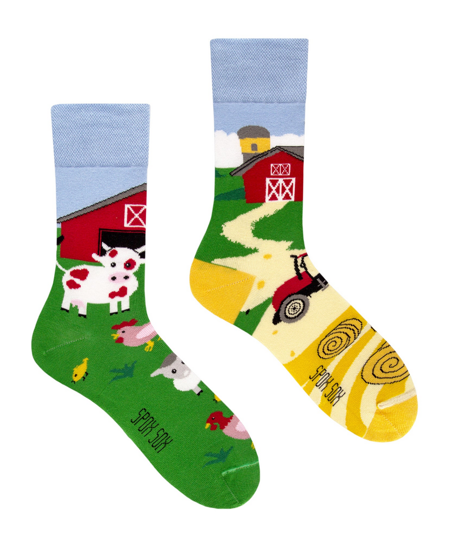 Unisex Mismatched Odd Novelty Socks - Farm