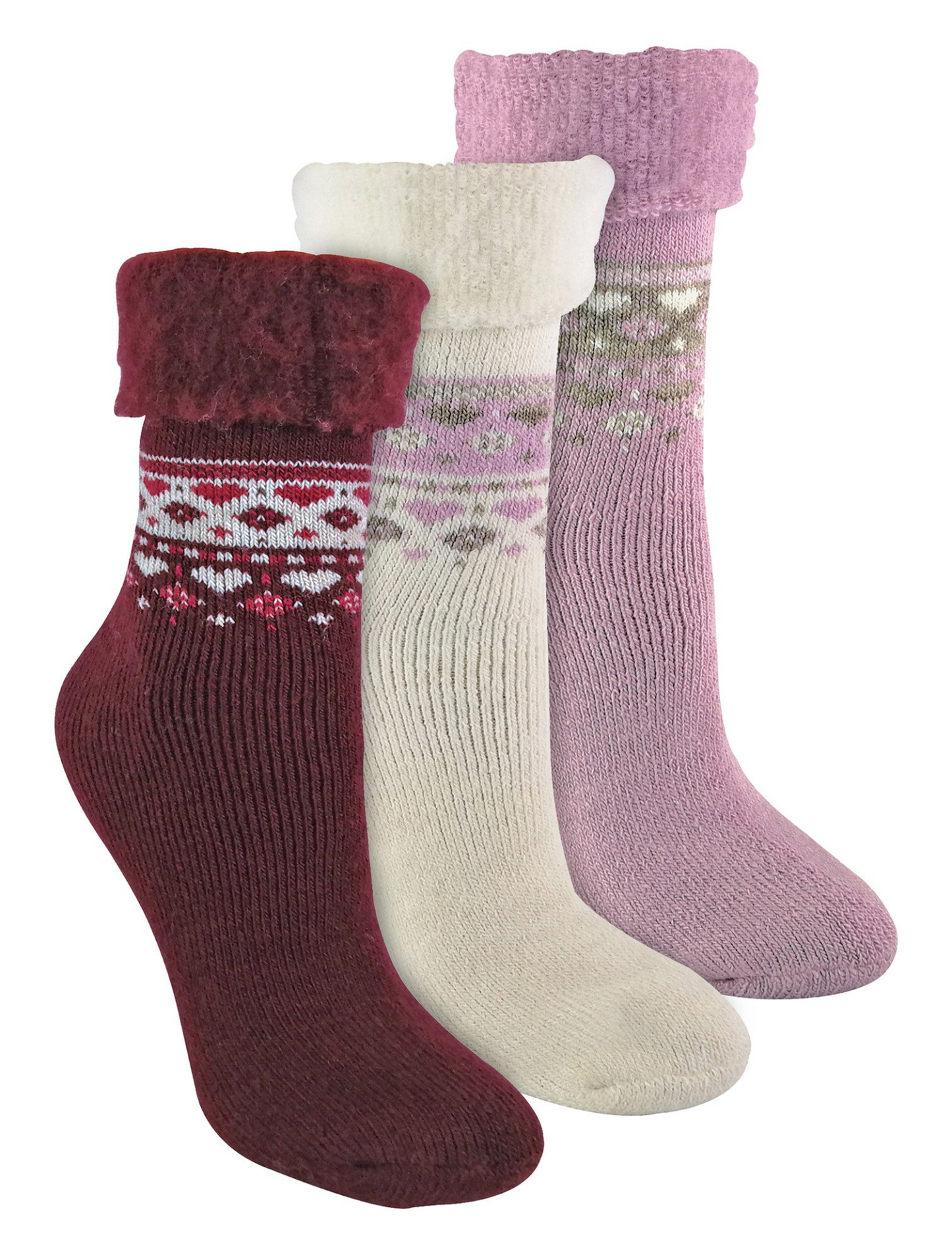 3 Pack Ladies Turnover Top Warm Wool Bed Socks