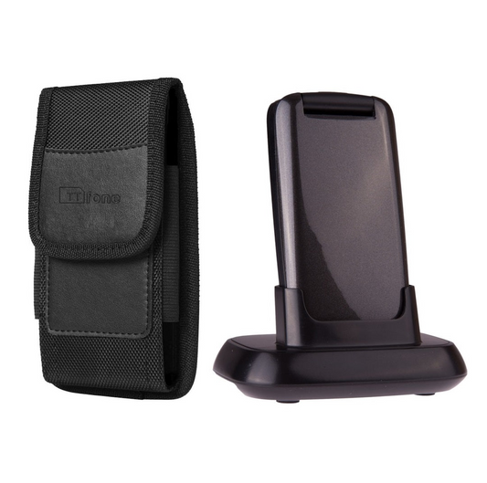 Bundle offer for TTfone Star TT300 Grey Flip Big Button Senior Mobile with Holster Nylon Case (TTCB4), O2 Bundle Pay As You Go