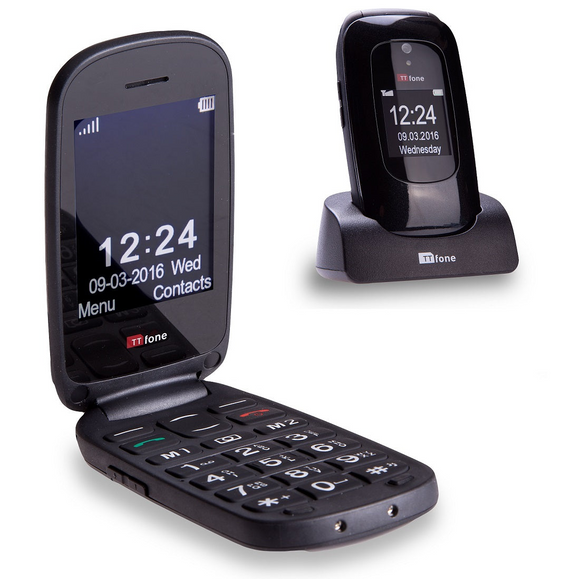 TTfone Lunar TT750 Black Flip Folding Big Button keypad with Easy Menu Unlocked Mobile Phone