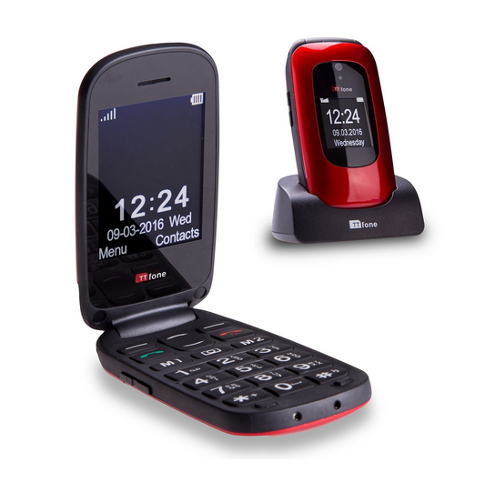 TTfone Lunar TT750 Red Flip Folding Big Button keypad with Easy Menu Unlocked Mobile Phone