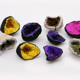 Coloured Calsite Geodes - Black Rock - Purple