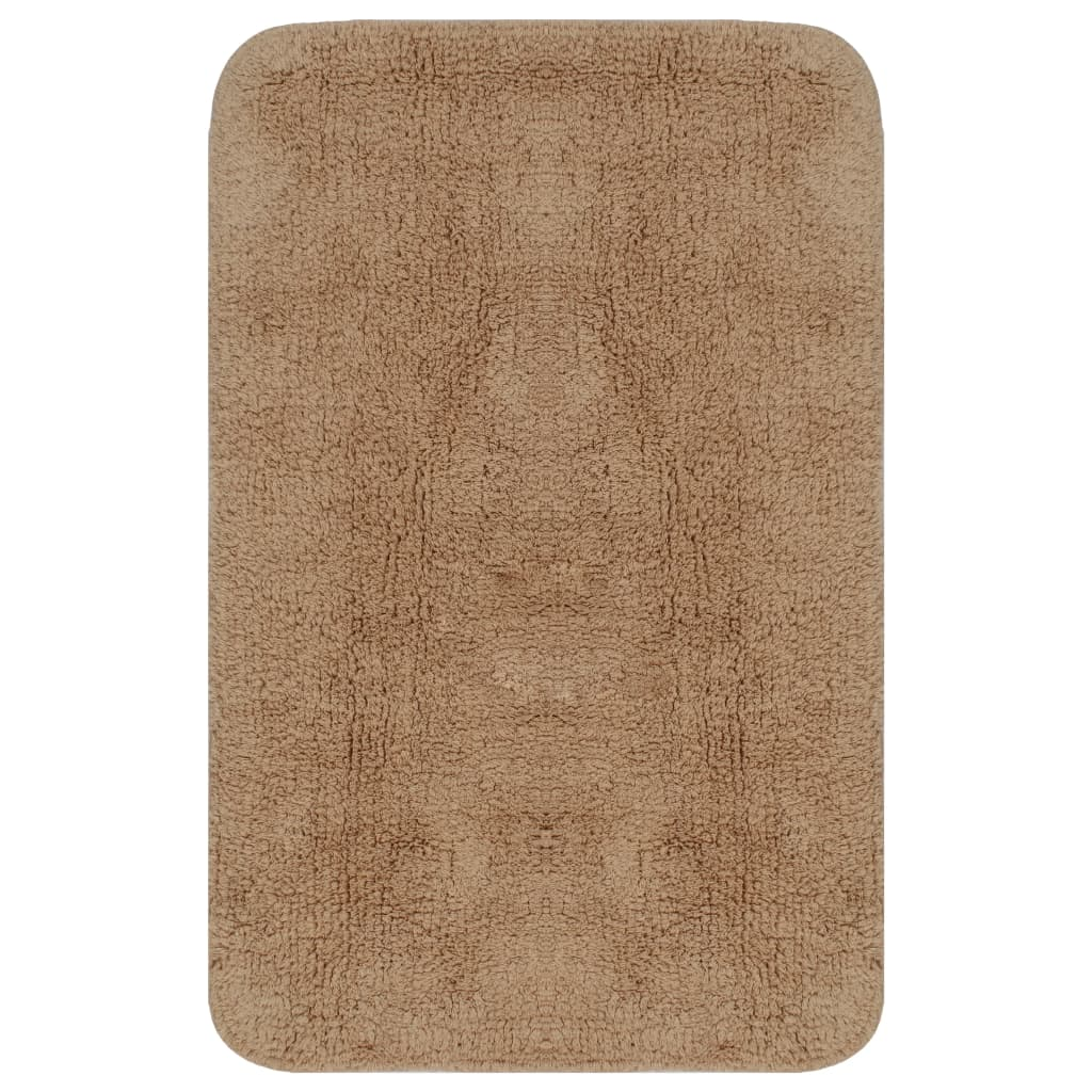 vidaXL Bathroom Mat Set 3 Pieces Fabric Beige