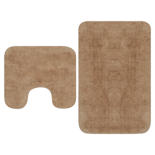 vidaXL Bathroom Mat Set 2 Pieces Fabric Beige