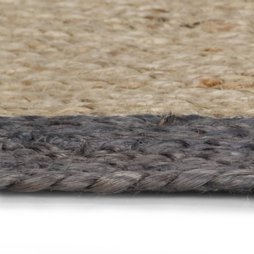 Handmade Rug Jute with Dark Grey Border 90 cm