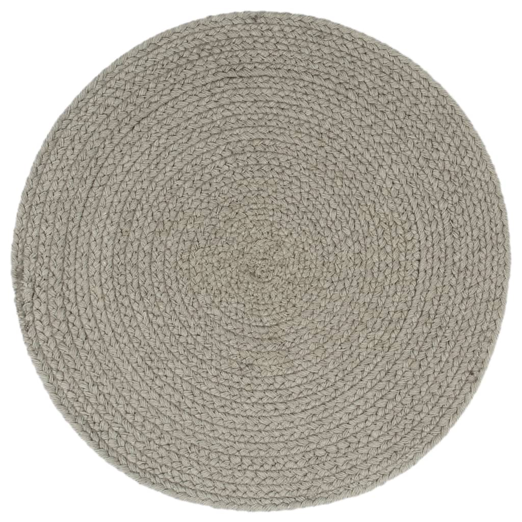 Placemats 4 pcs Plain Grey 38 cm Round Cotton