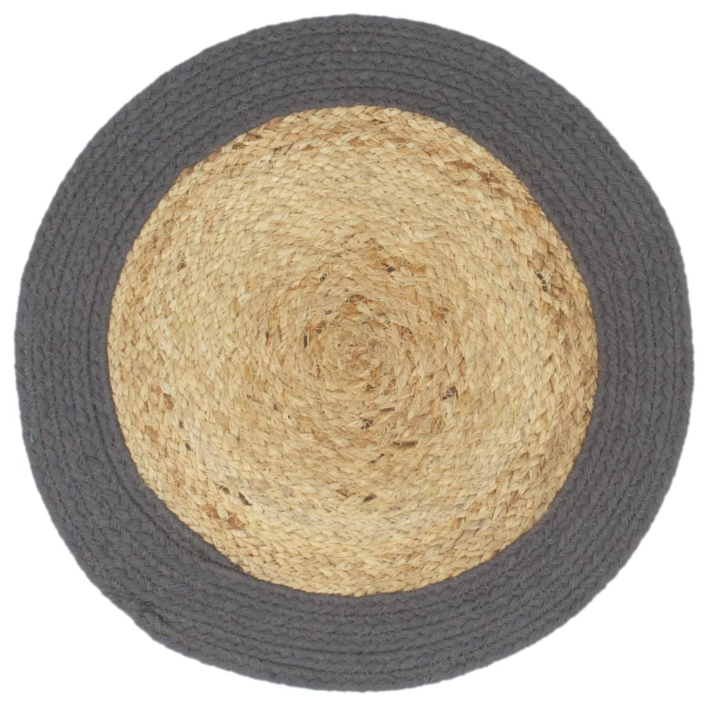 Placemats 6 pcs Natural and Anthracite 38 cm Jute and Cotton