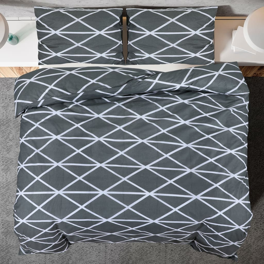 vidaXL Duvet Cover Set Grey 140x200 cm Cotton