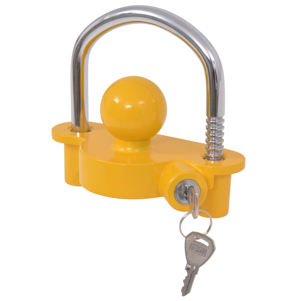 vidaXL Trailer Lock with 2 Keys Steel and Aluminium Alloy Yellow