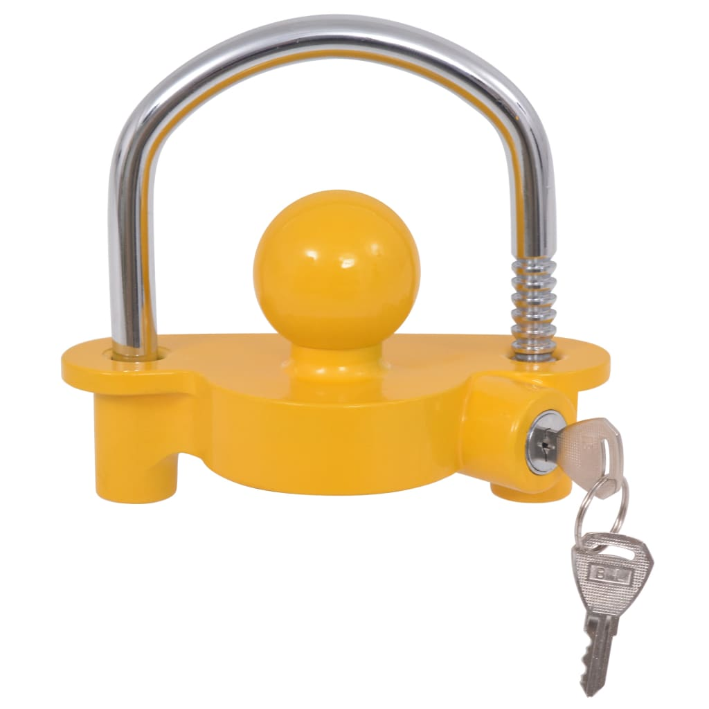 vidaXL Trailer Lock with 2 Keys Steel and Aluminium Alloy Yellow