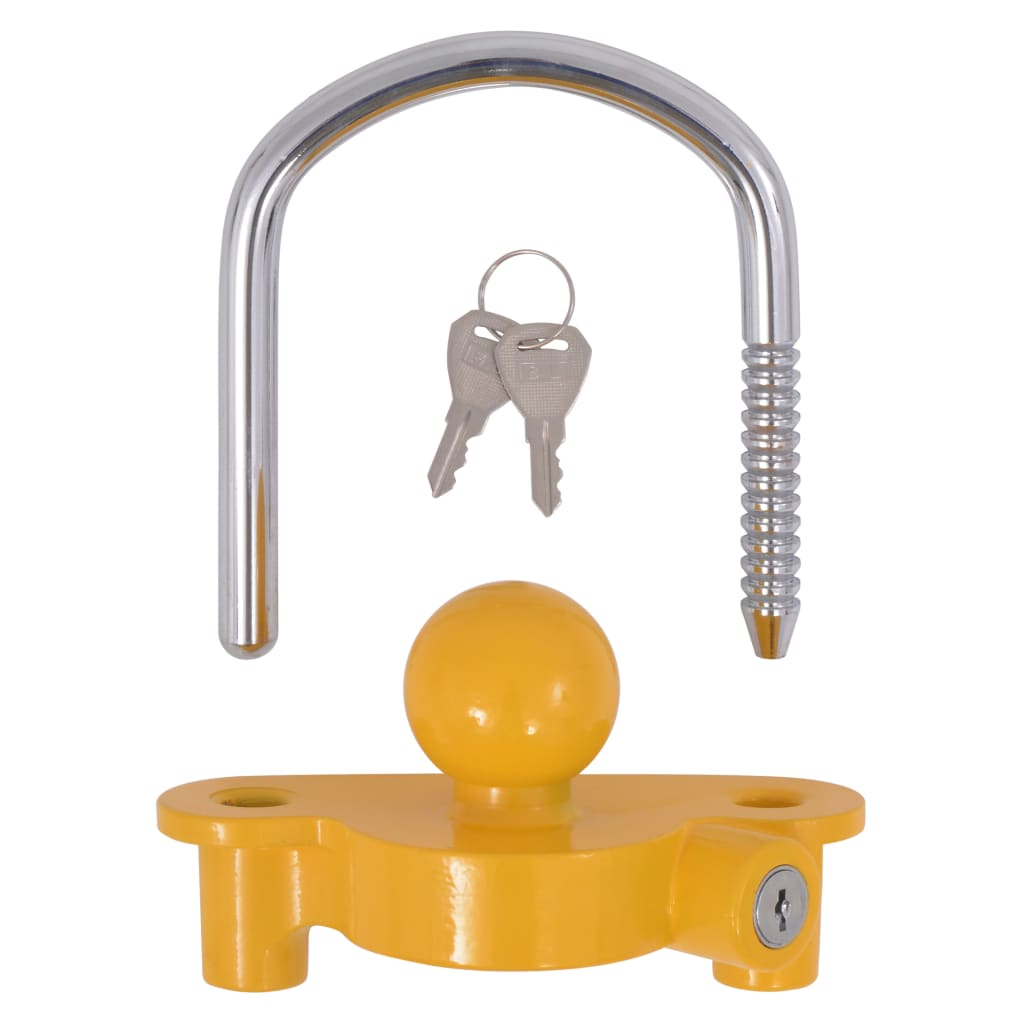 vidaXL Trailer Lock with 2 Keys Steel and Aluminium Alloy Yellow