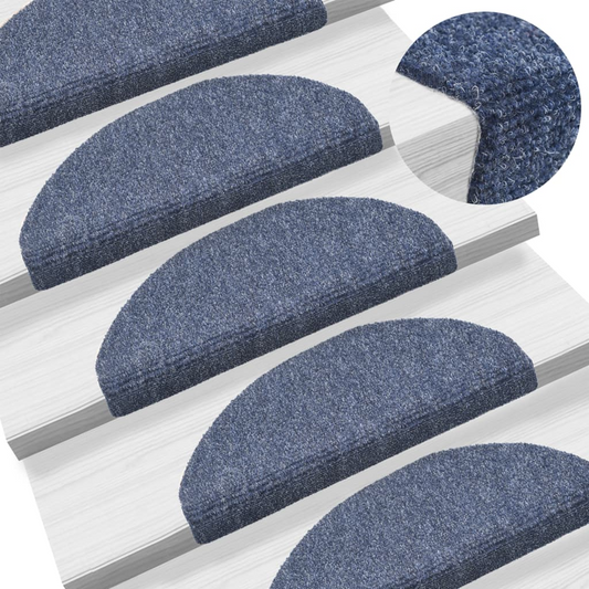 Self-adhesive Stair Mats 5 pcs Blue 65x21x4 cm Needle Punch