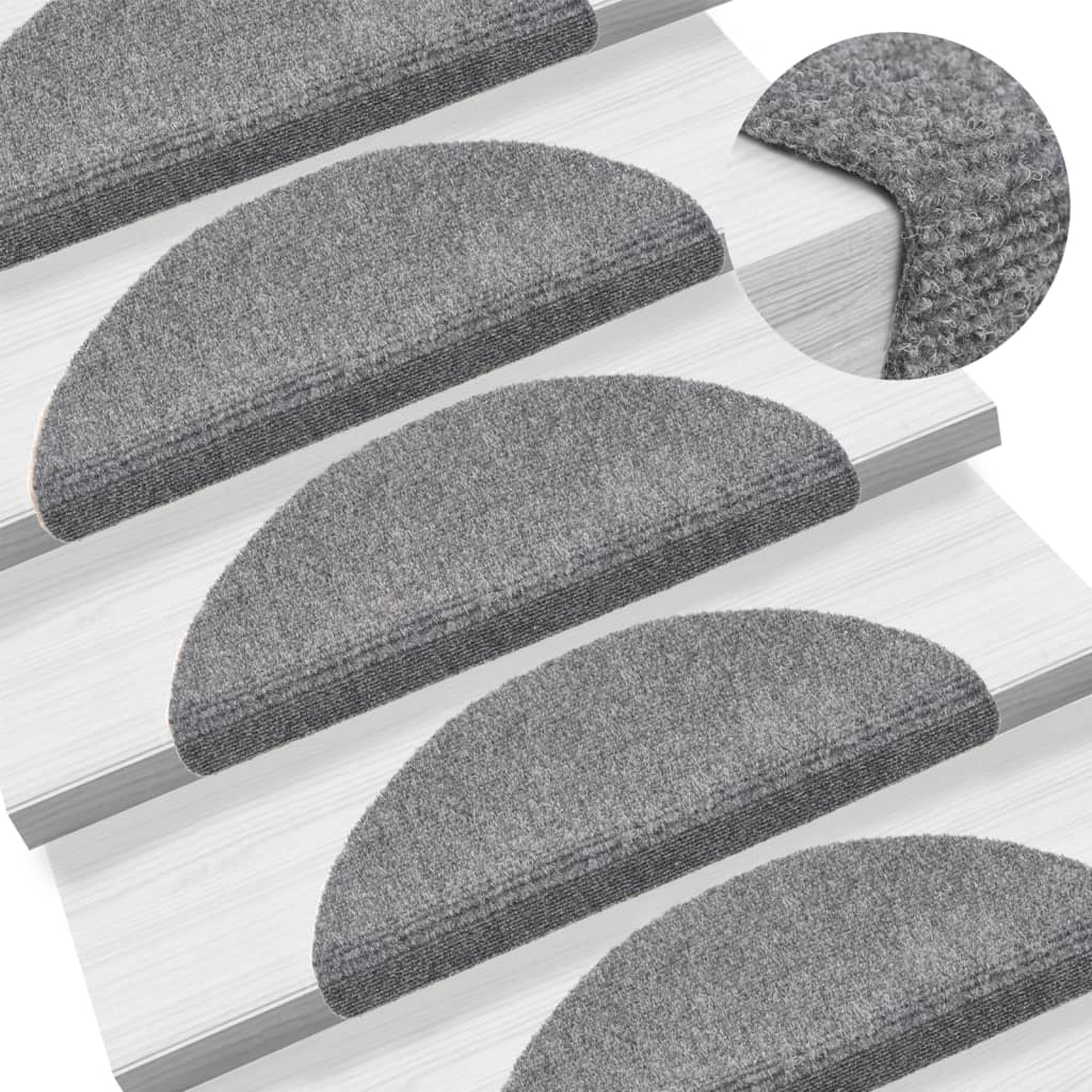 Self-adhesive Stair Mats 5 pcs Light Grey 56x17x3 cm Needle Punch