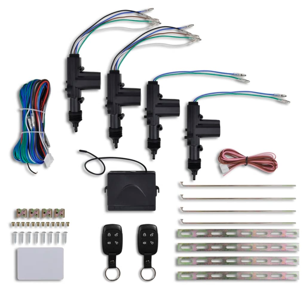 Car Central Door Lock Kit with 2 Normal Remote Controls 4 Motors 12V