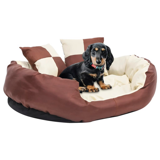 Reversible & Washable Dog Cushion Brown and Cream 85x70x20 cm