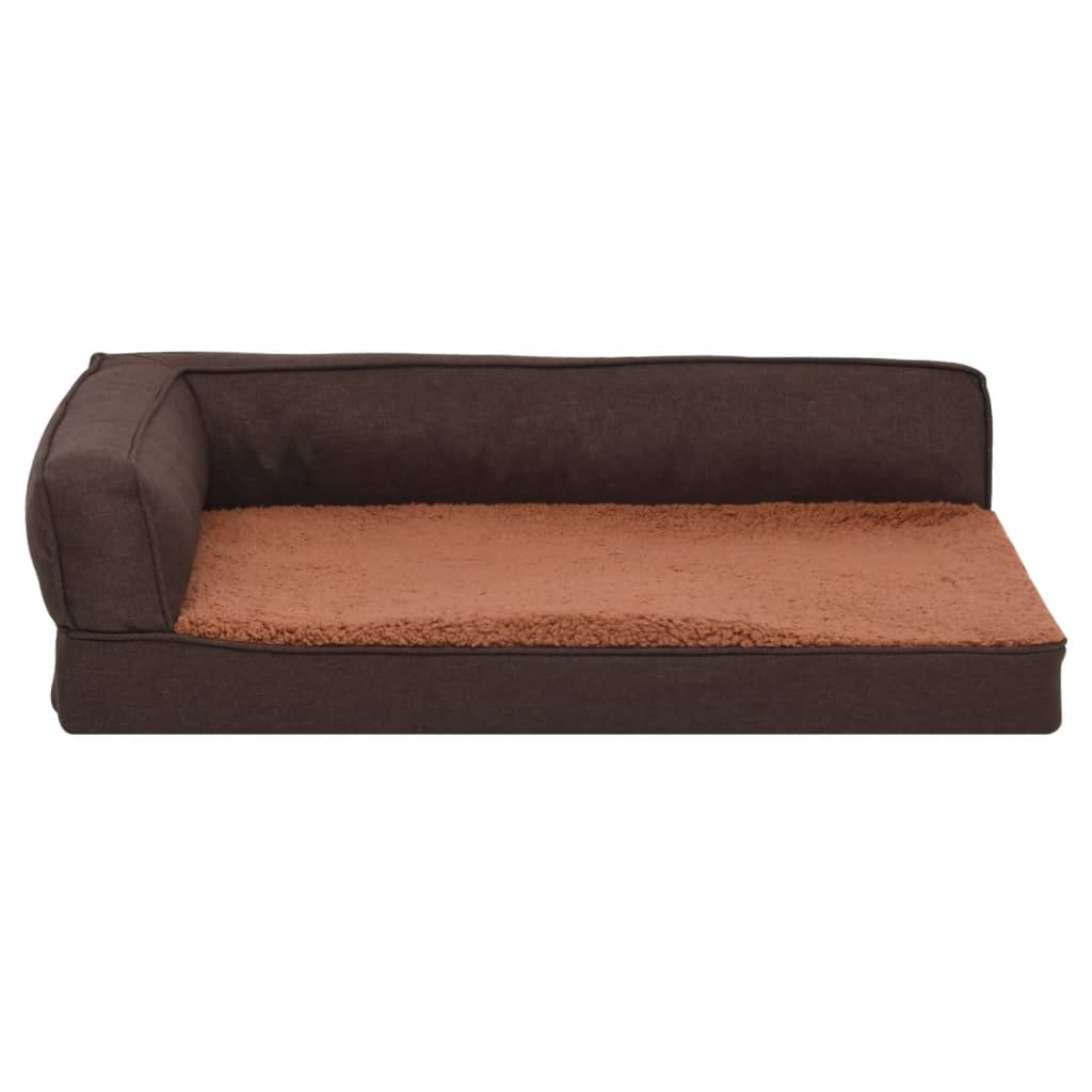 Ergonomic Dog Bed Mattress 60x42 cm Linen Look Fleece Brown