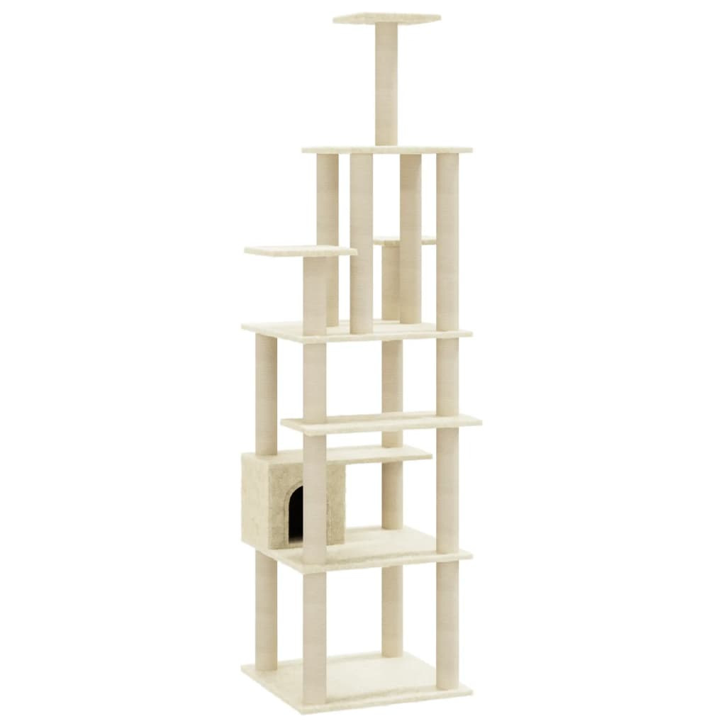 Cat Tree with Sisal Scratching Posts Cream 183 cm