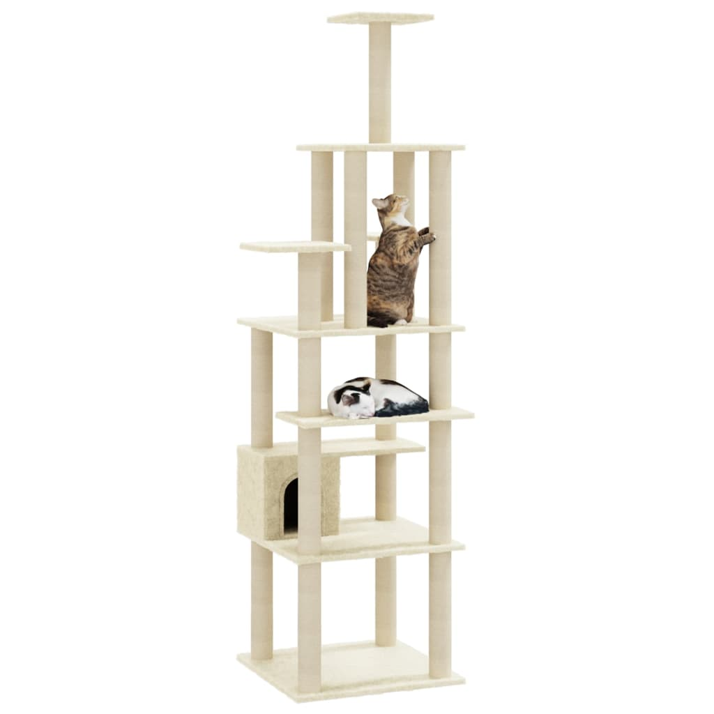 Cat Tree with Sisal Scratching Posts Cream 183 cm