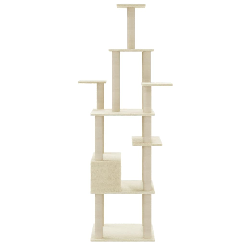 Cat Tree with Sisal Scratching Posts Cream 183 cm