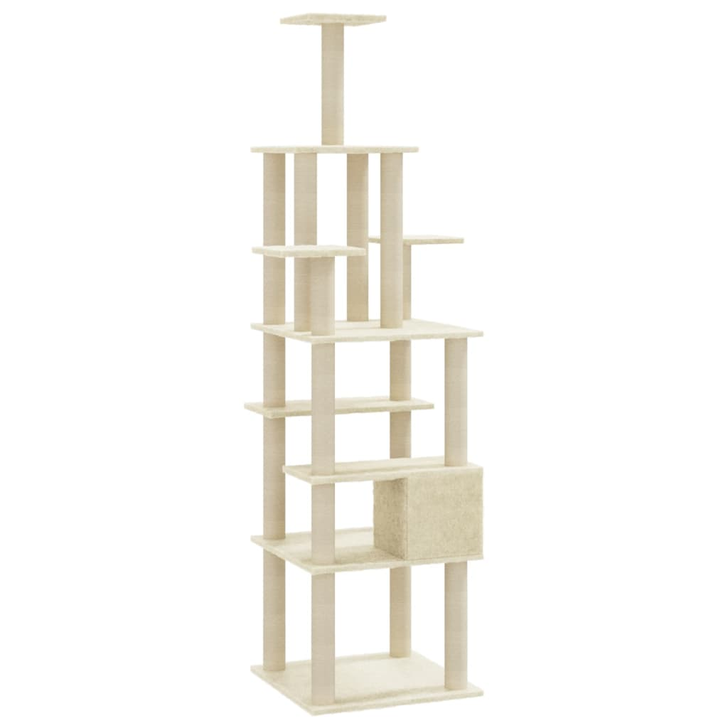 Cat Tree with Sisal Scratching Posts Cream 183 cm