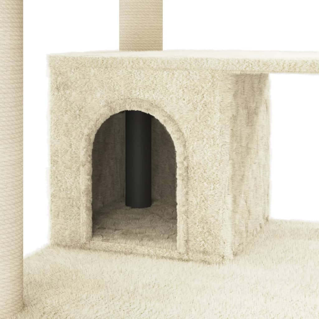 Cat Tree with Sisal Scratching Posts Cream 183 cm