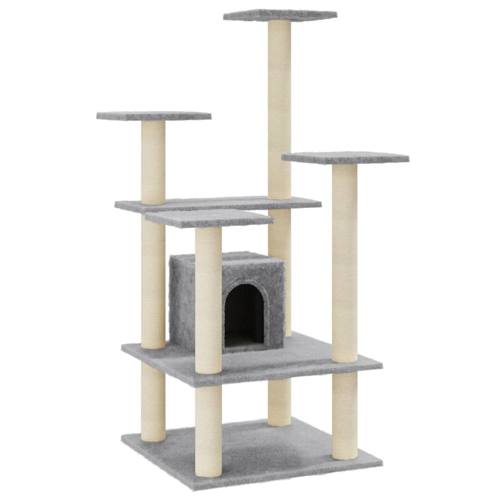 Cat Tree with Sisal Scratching Posts Light Grey 110 cm