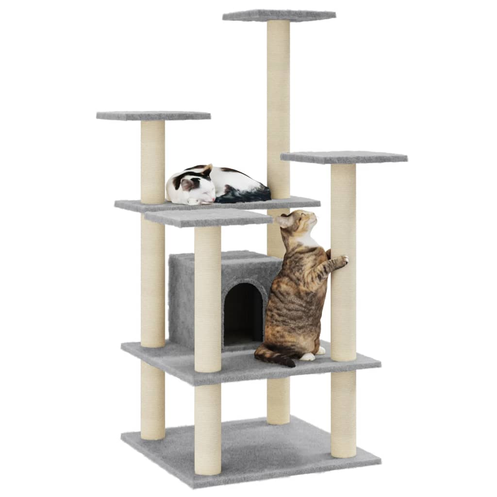 Cat Tree with Sisal Scratching Posts Light Grey 110 cm