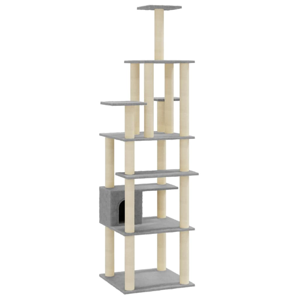 Cat Tree with Sisal Scratching Posts Light Grey 183 cm