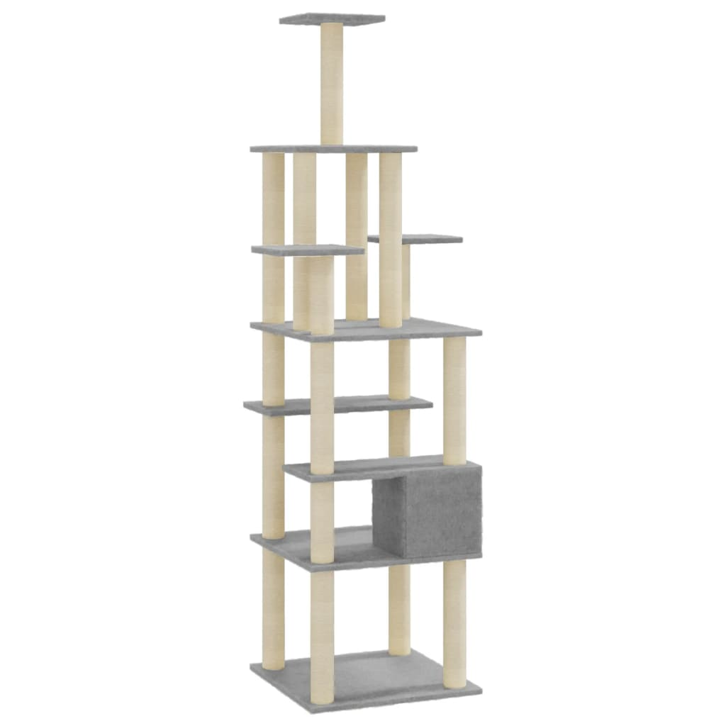 Cat Tree with Sisal Scratching Posts Light Grey 183 cm