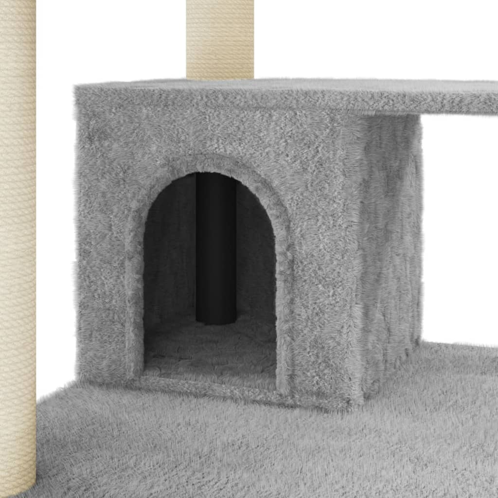 Cat Tree with Sisal Scratching Posts Light Grey 183 cm