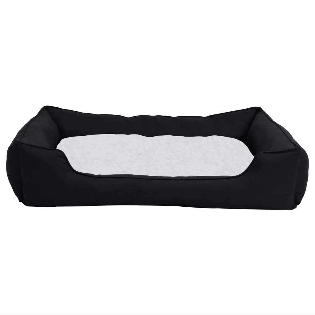 Dog Bed Black and White 85.5x70x23 cm Linen Look Fleece