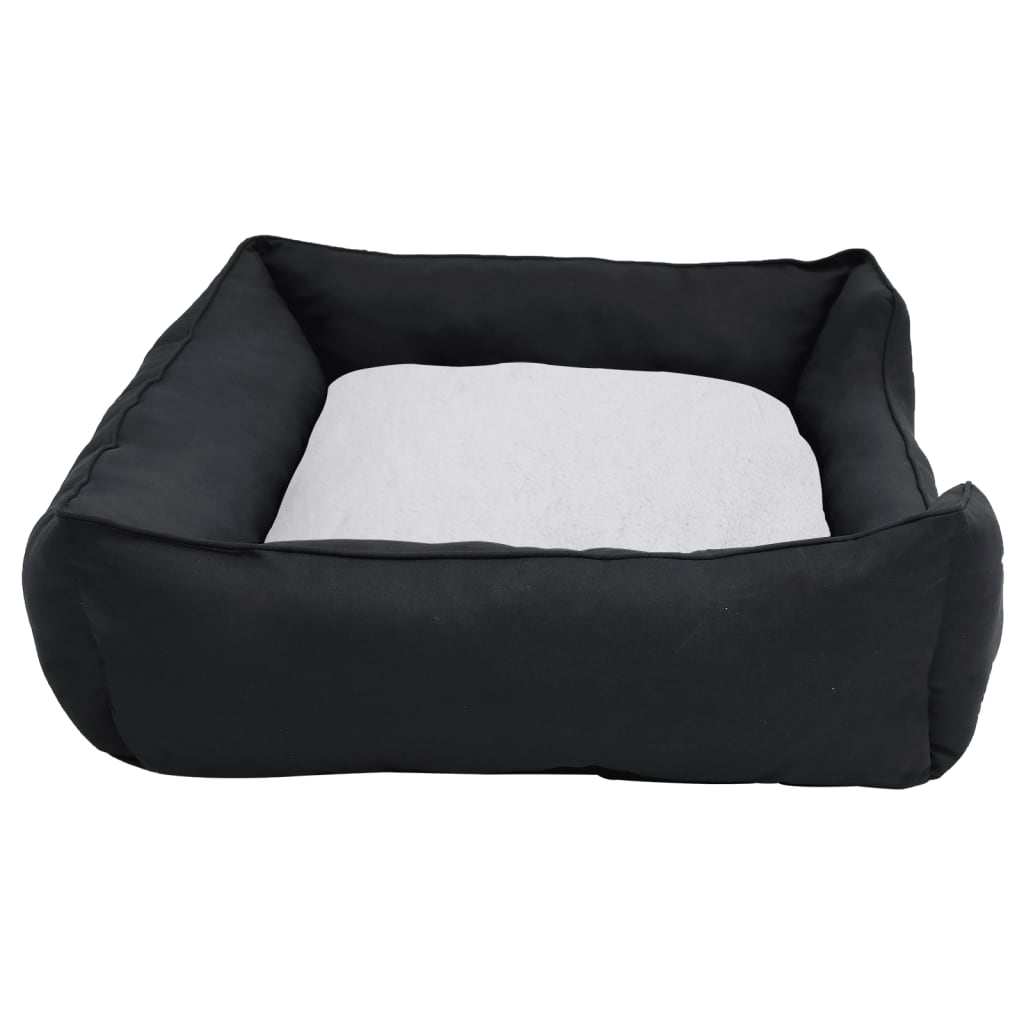 Dog Bed Black and White 85.5x70x23 cm Linen Look Fleece