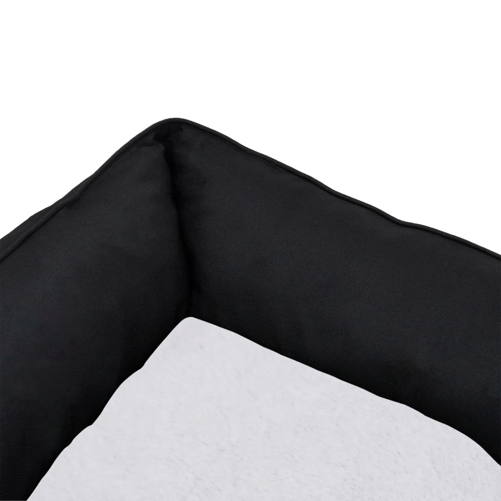 Dog Bed Black and White 85.5x70x23 cm Linen Look Fleece