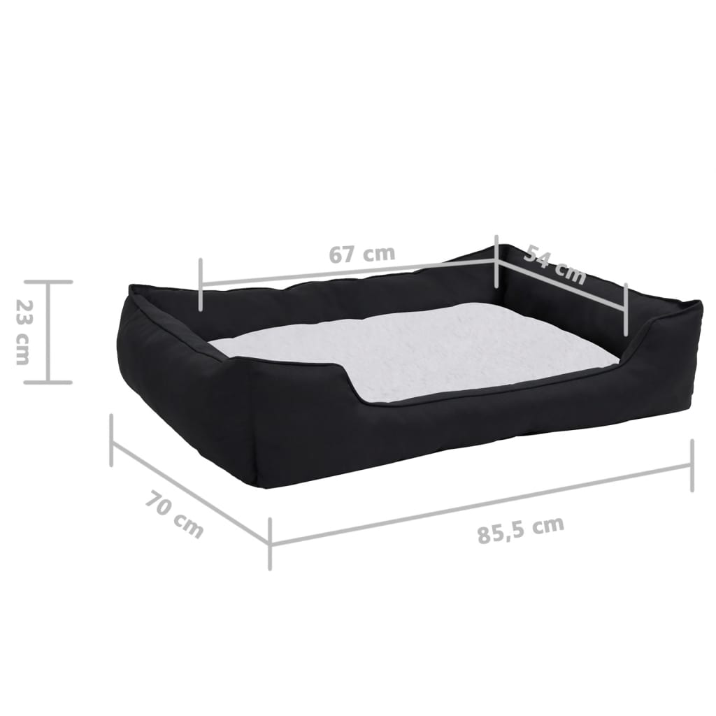 Dog Bed Black and White 85.5x70x23 cm Linen Look Fleece