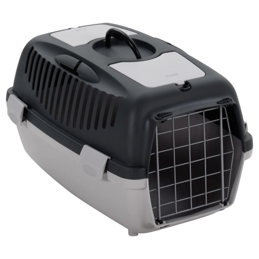 vidaXL Pet Transport Box Grey and Black 55x36x35 cm PP