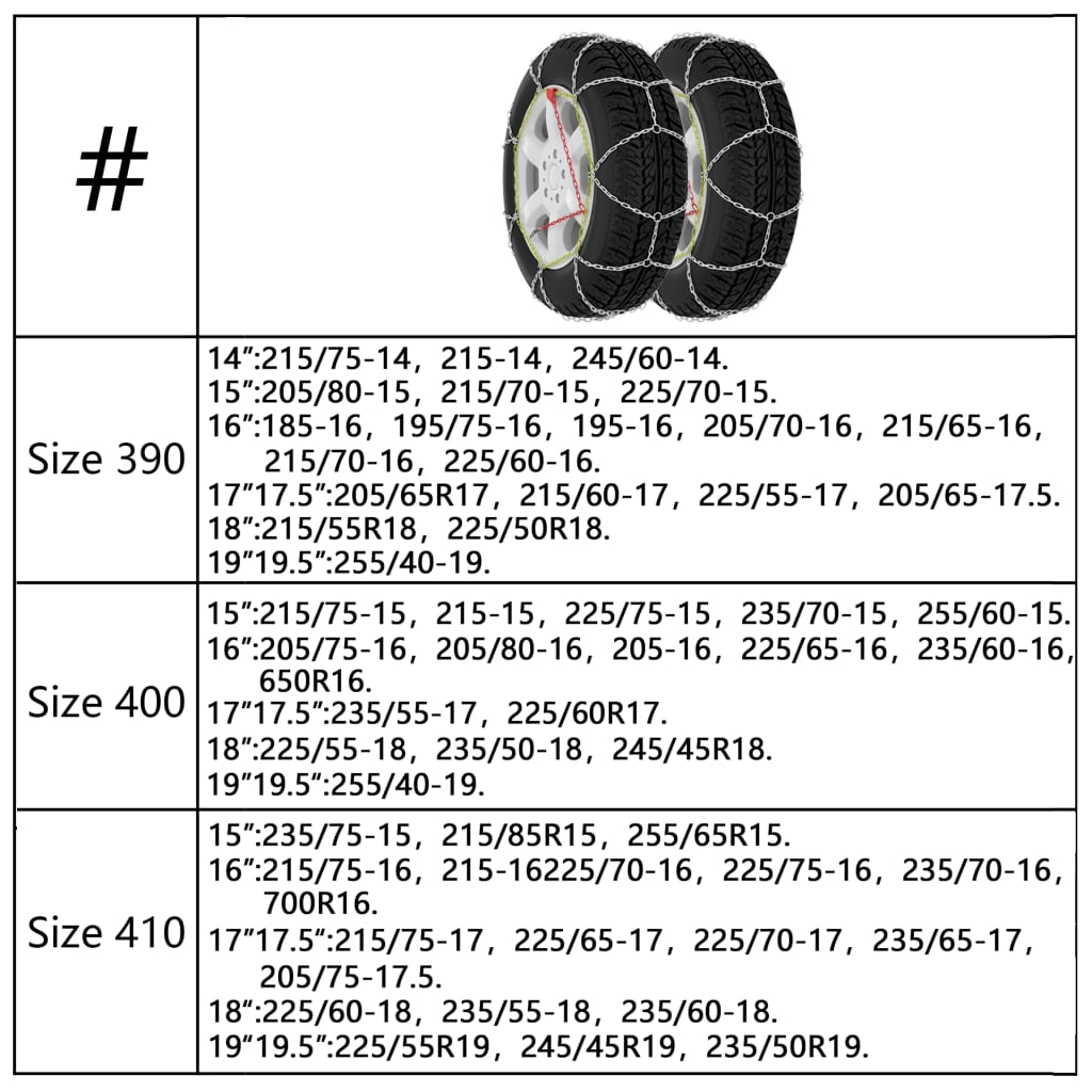 vidaXL Car Tyre Snow Chains 2 pcs 9 mm KN120