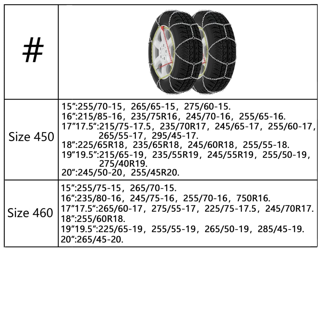 vidaXL Car Tyre Snow Chains 2 pcs 9 mm KN120