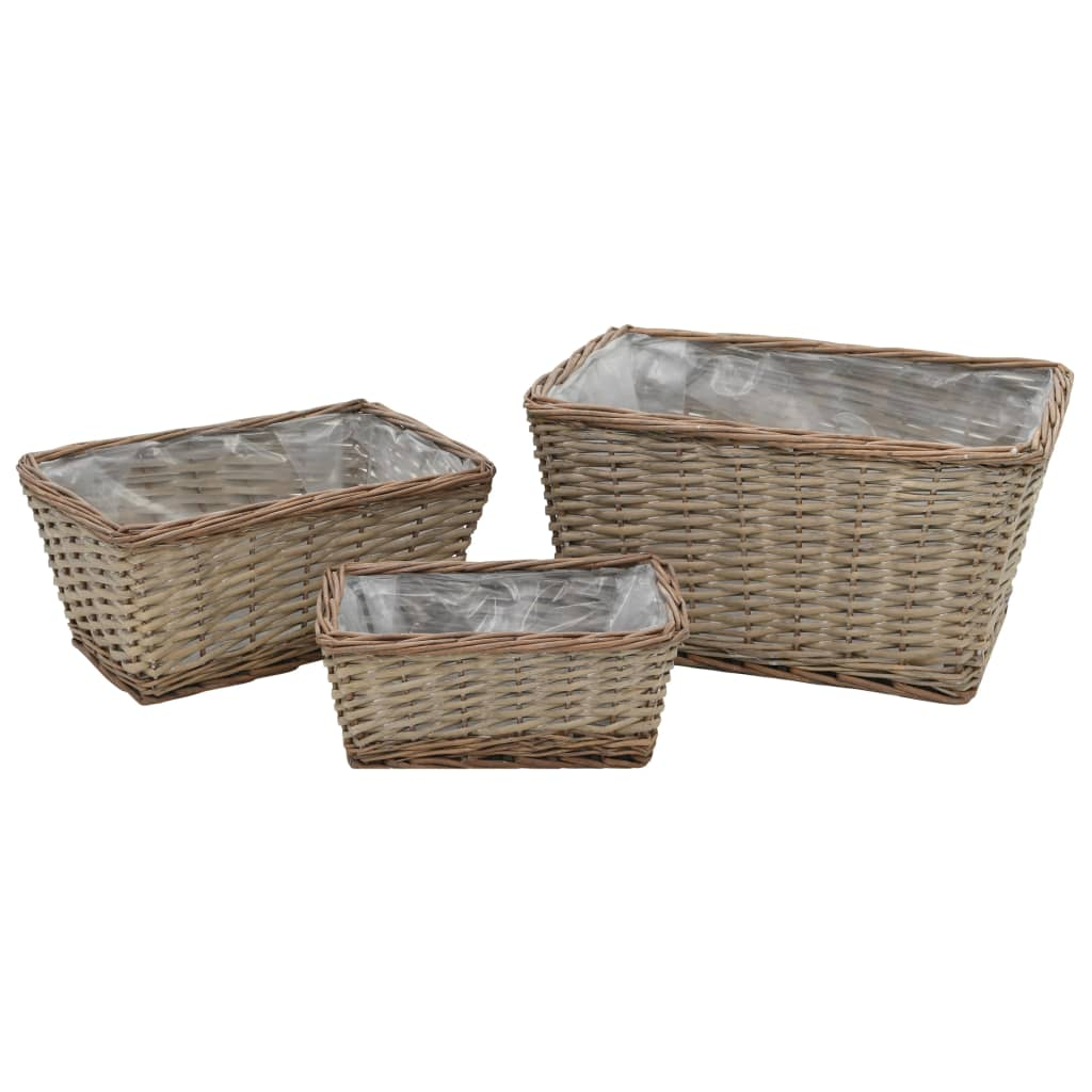 Raised Bed 3 pcs Wicker with PE Lining