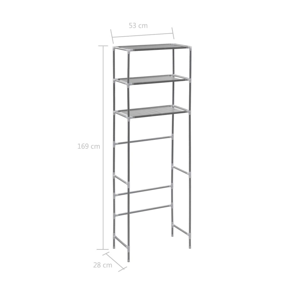 3-Tier Storage Rack over Toilet Silver 53x28x169 cm