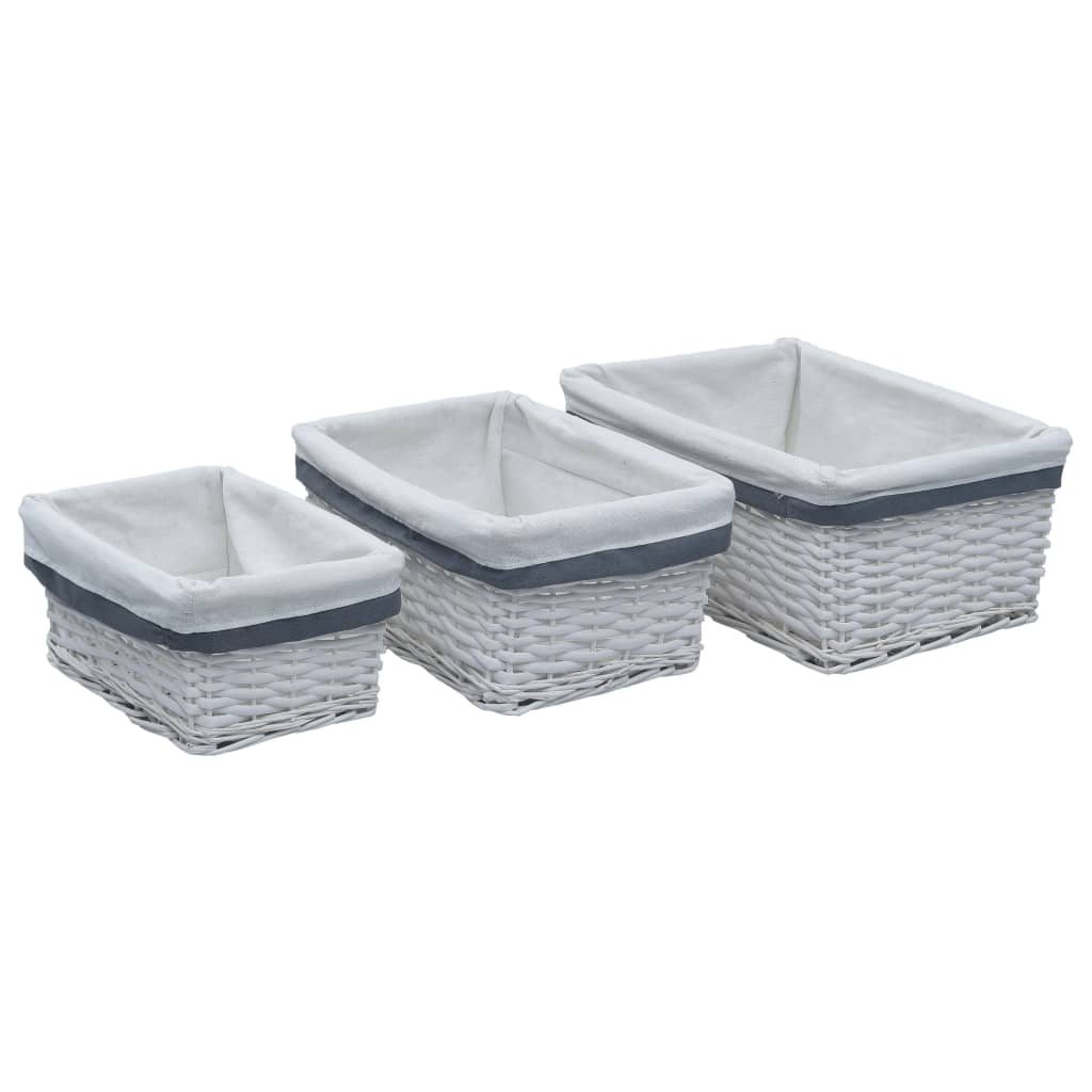 3 Piece Nesting Basket Set White Willow