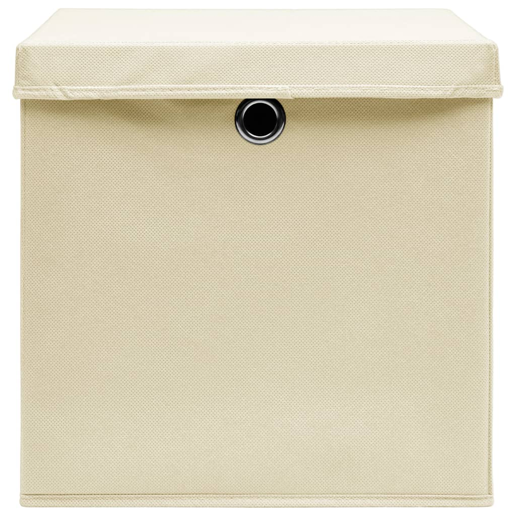 vidaXL Storage Boxes with Lid 4 pcs Cream 32x32x32 cm Fabric