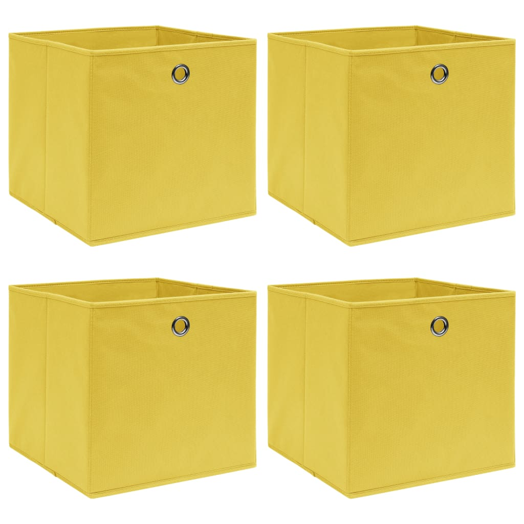 vidaXL Storage Boxes 4 pcs Yellow 32x32x32 cm Fabric