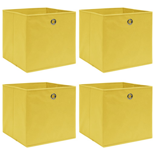 vidaXL Storage Boxes 4 pcs Yellow 32x32x32 cm Fabric