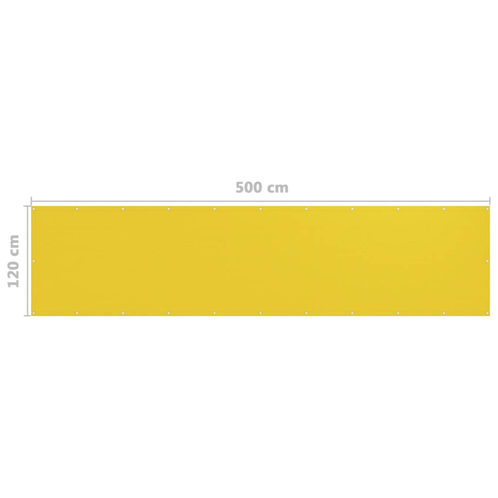 vidaXL Balcony Screen Yellow 120x500 cm HDPE