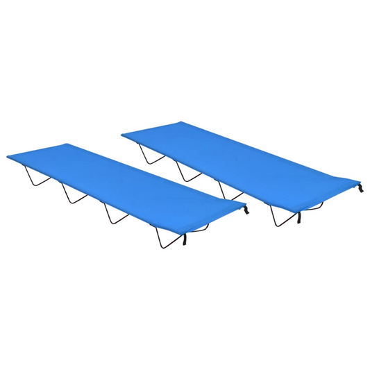 vidaXL Camping Beds 2 pcs 180x60x19 cm Oxford Fabric and Steel Blue