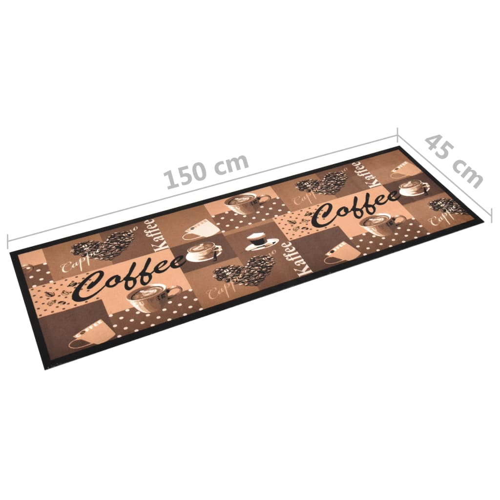 vidaXL Kitchen Carpet Washable Coffee brown 45x150 cm