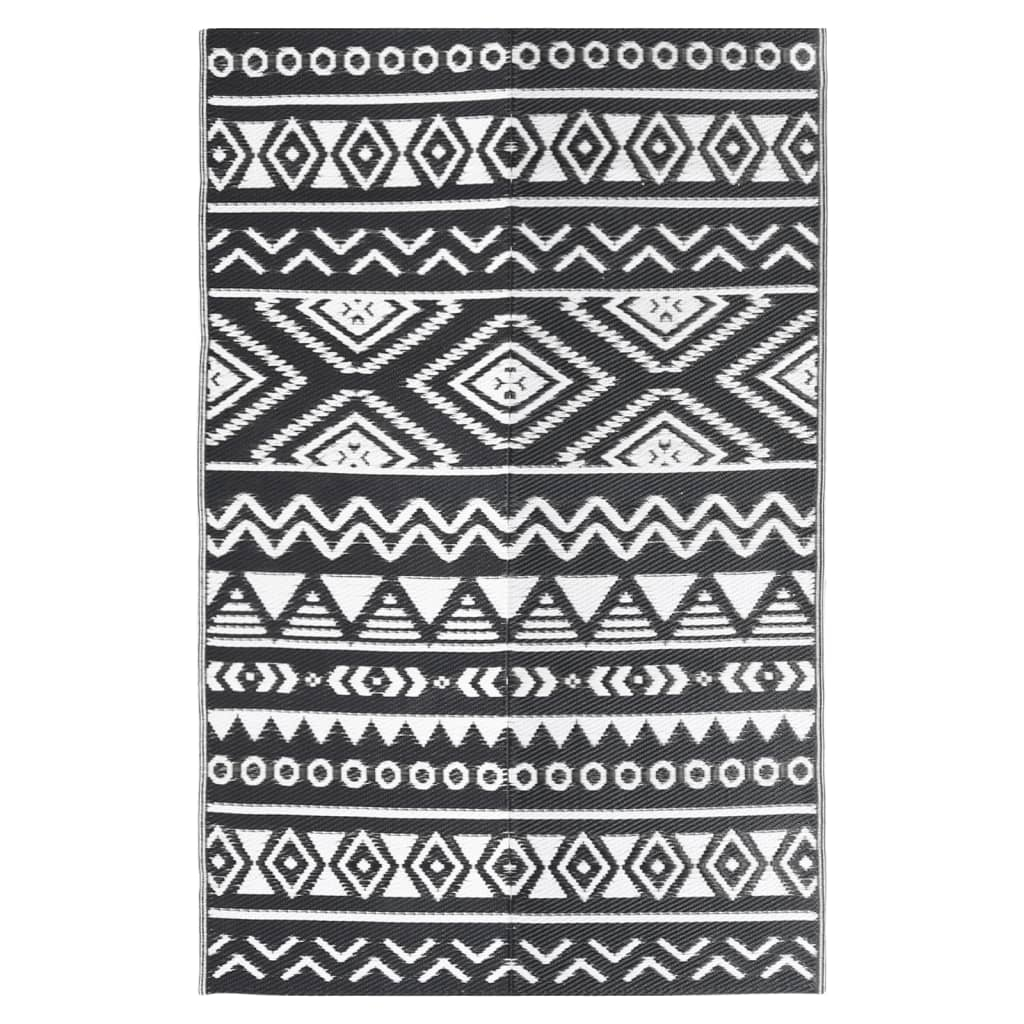 vidaXL Outdoor Rug Black 190x290 cm PP